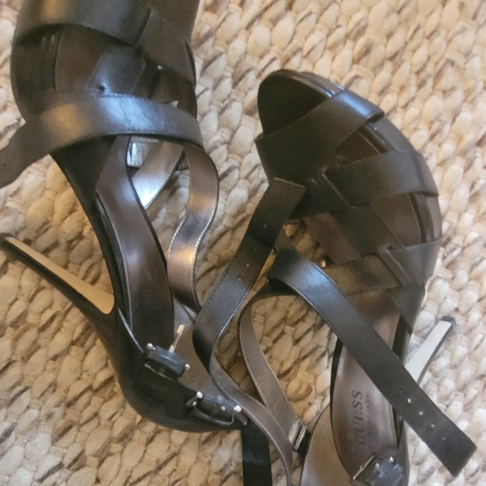 Guess Black Strappy Heels, Size 8.5